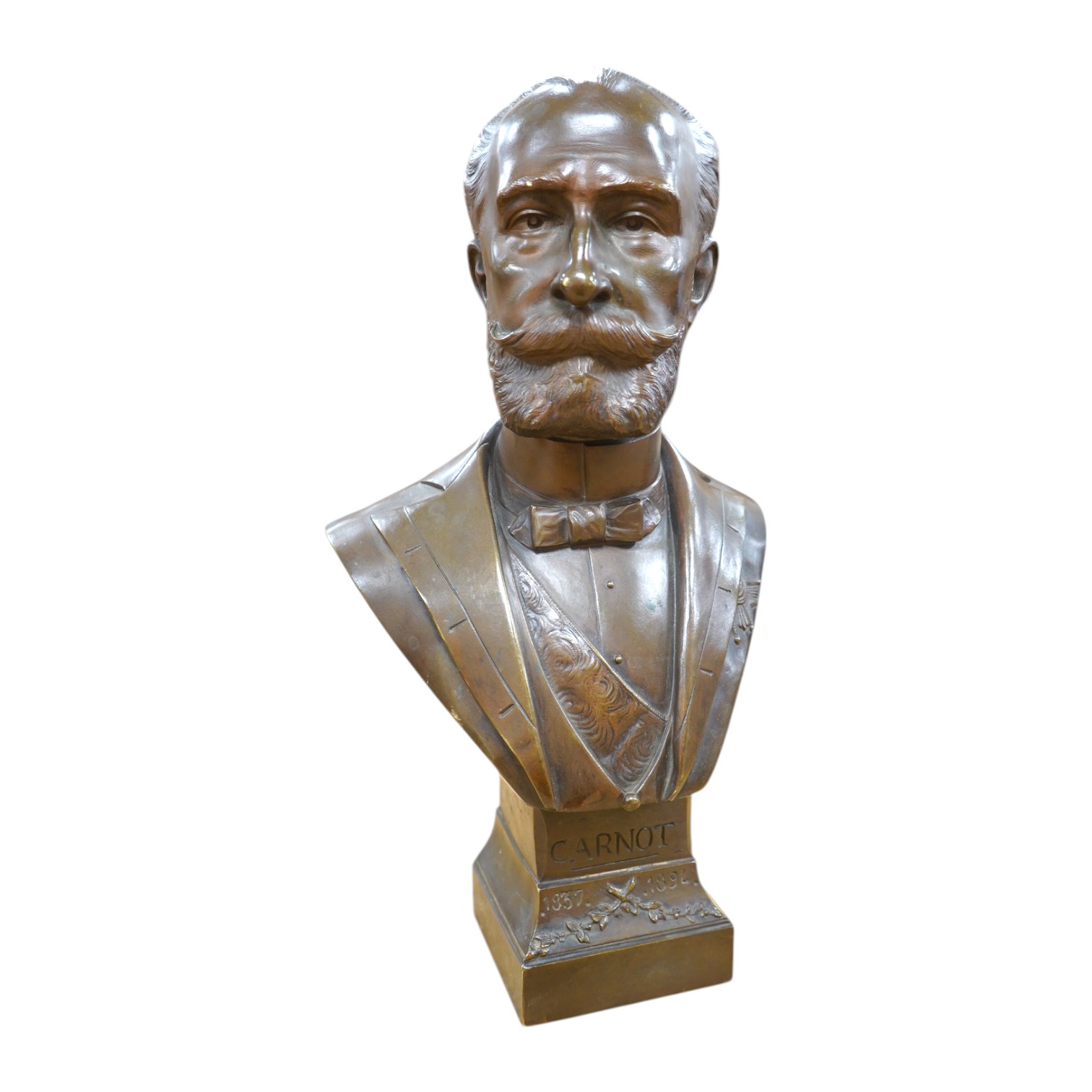 A French bronze bust of Carnot, signed Lavergne and dated 1894, 44cm high. Condition - fair to good